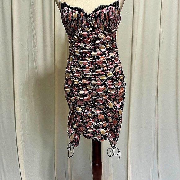 For Love & Lemons Black Gardenia Floral Bustier Corset Mini Dress size M - Picture 7 of 8